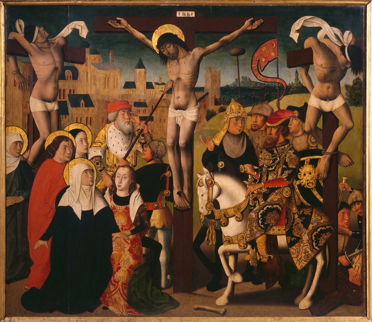 Passion Triptyykki, ristiinnaulitseminen, keskuspaneeli (katso myös 345856, 345857, 345858) tekijältä Master of St. Godelieve Legend