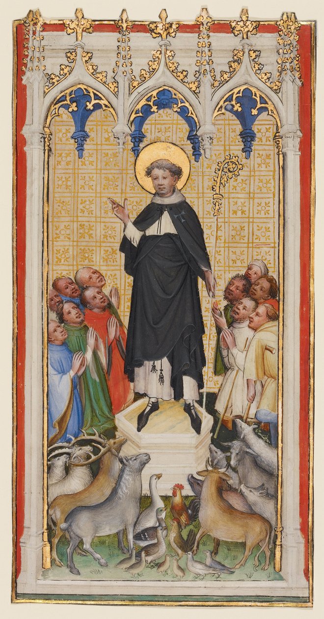 Pyhän Antoniuksen apotti siunaa eläimiä, köyhiä ja sairaita. tekijältä Master of St. Veronica