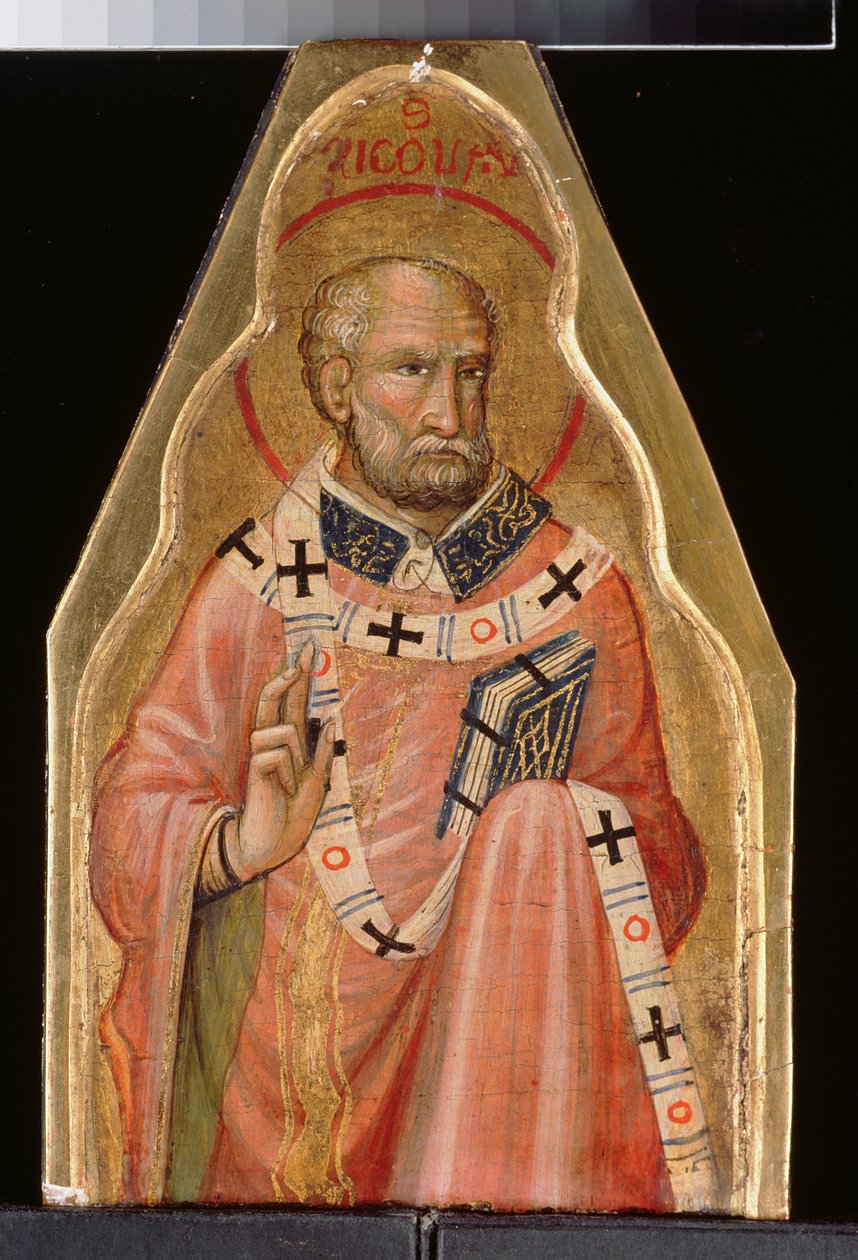 Pyhä Nikolaus (öljy kullalle pohjalevy) (katso myös 215326 ja 215327) tekijältä Master of Teplice