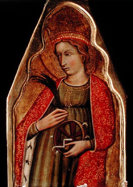 St. Catherine (öljy kullalle pohjalevy) (katso myös 215326 & 215328) tekijältä Master of Teplice