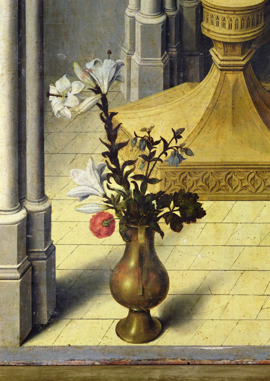 Kukkamaljakko. noin 1445 (yksityiskohta kuvasta 26541). tekijältä Master of the Aix Annunciation