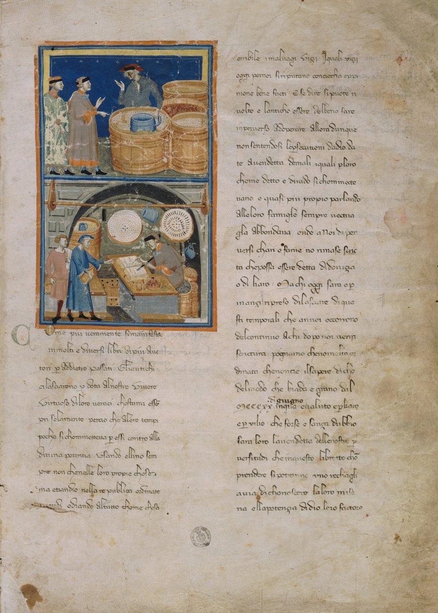 Oliivikauppias Marketissa ja hänen myymälässään tekijältä Master of the Biadaiolo Codex Master of the Biadaiolo Codex