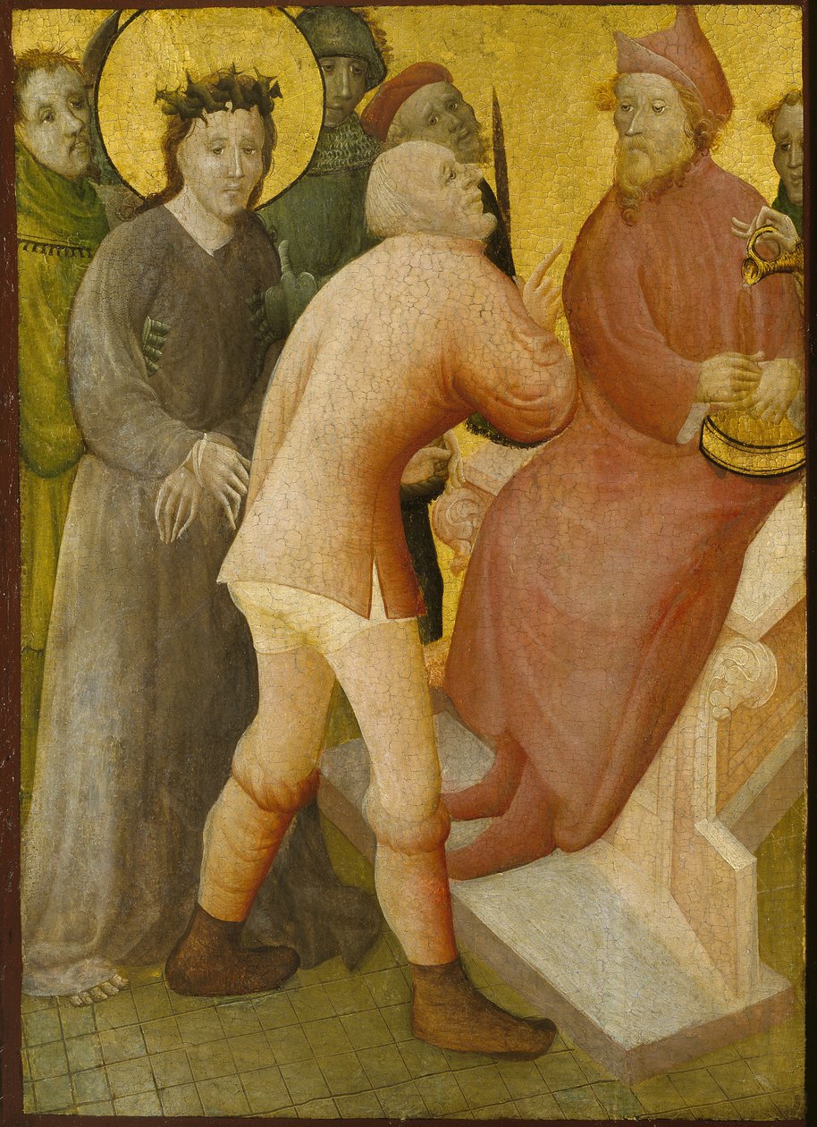 Kristus Pilatuksen edessä (tempera ja kultaus paneelille) tekijältä Master of the Bielefeld Altar
