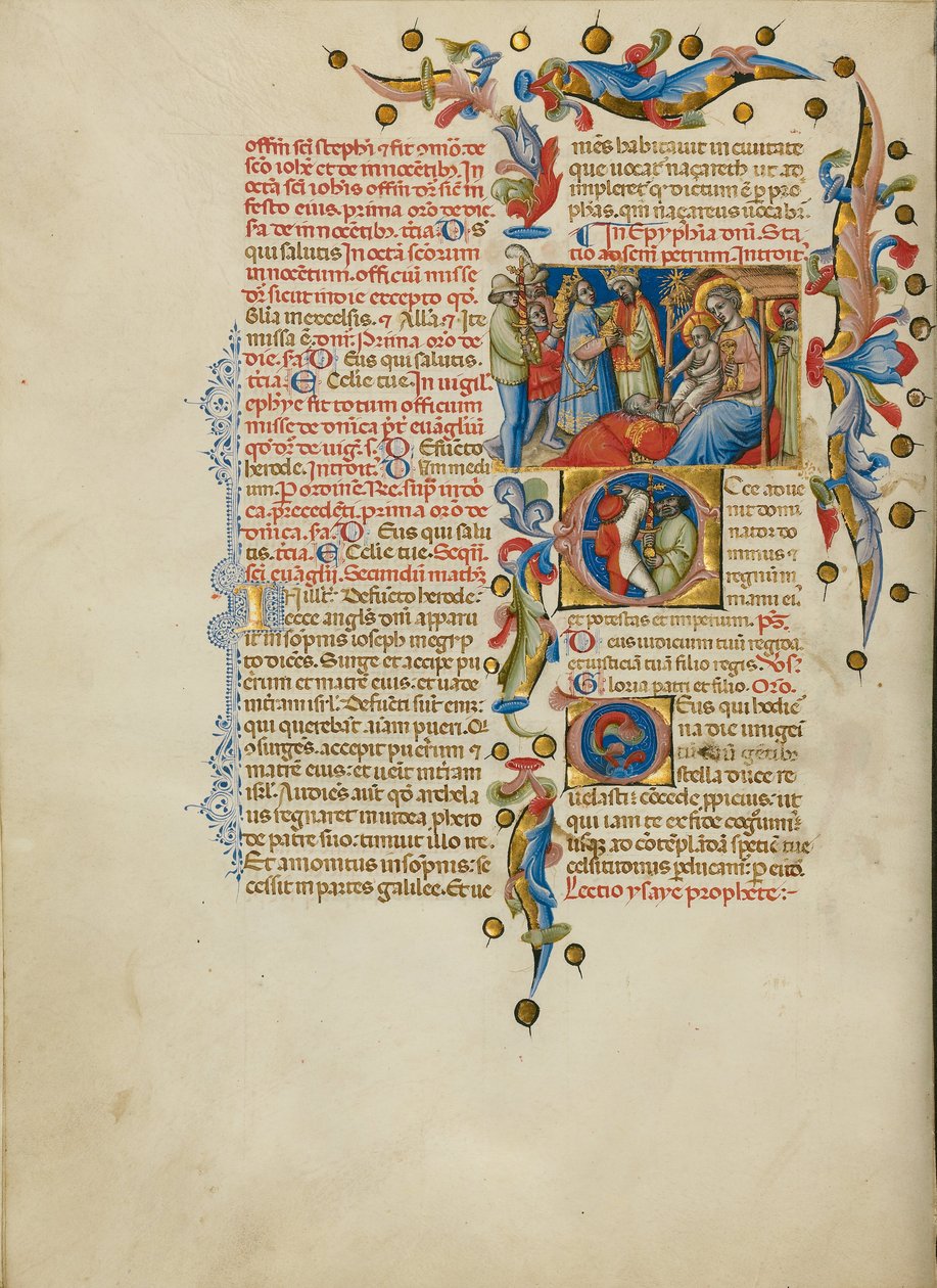 Taikojen palvonta; Ensimmäinen E: Miekan kantajat tekijältä Master of the Brussels Initials