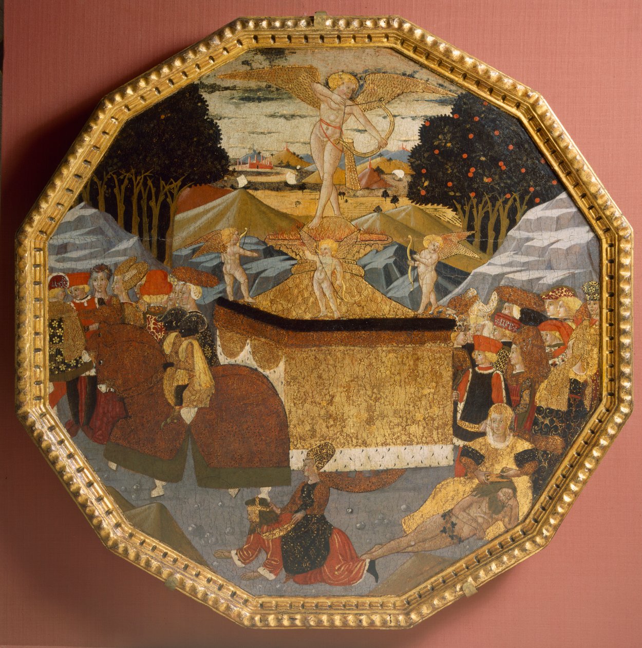Syntymätarjotin: The Triumph of Love, n. 1450 (tempera paneelissa) tekijältä Master of the Cassoni