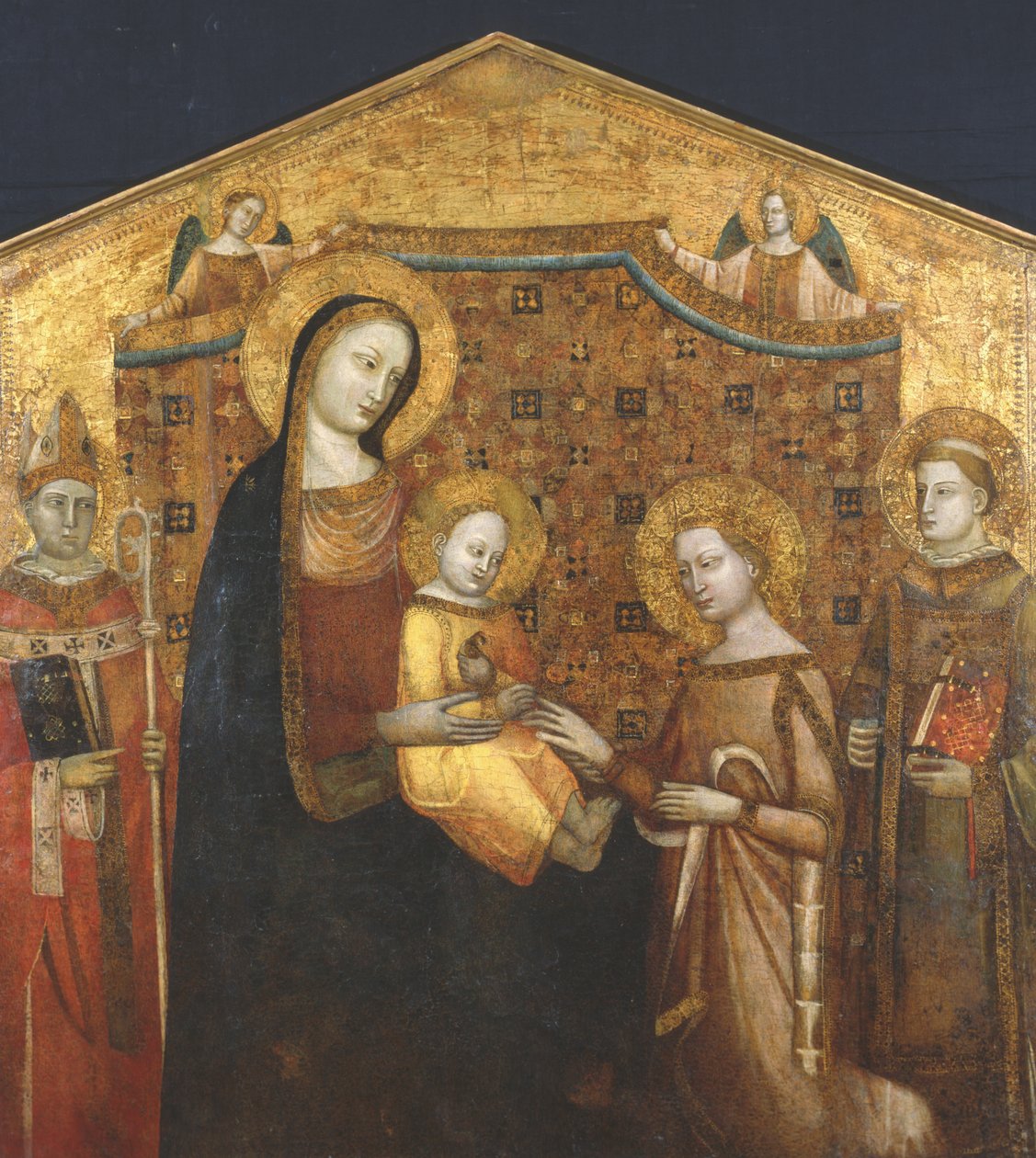 Pyhän Katariinan Aleksandrialaisen mystinen häät pyhien Zenobion ja Leonardin kanssa (tempera paneelissa) tekijältä Master of the Christchurch Coronation