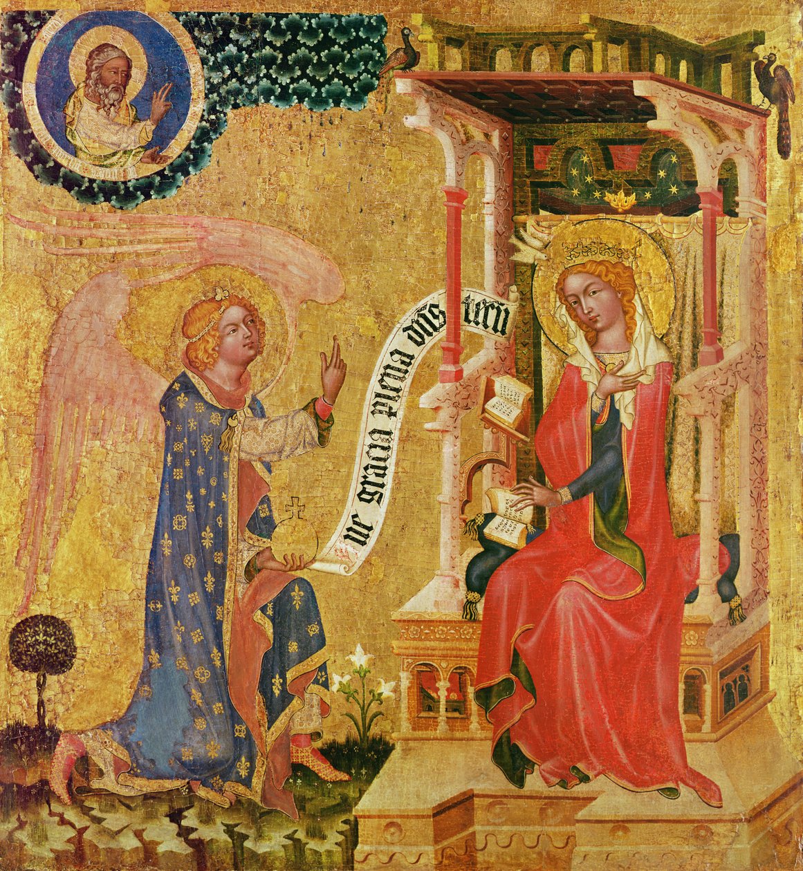 Ilmestys, n. 1350 (tempera puulla) tekijältä Master of the Cycle of Vyssi Brod
