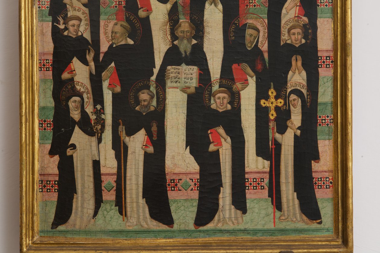 Yksityiskohta Neitsyt, Kristus ja 17 pyhän tempera paneelissa tekijältä Master of the Dominican Effigies