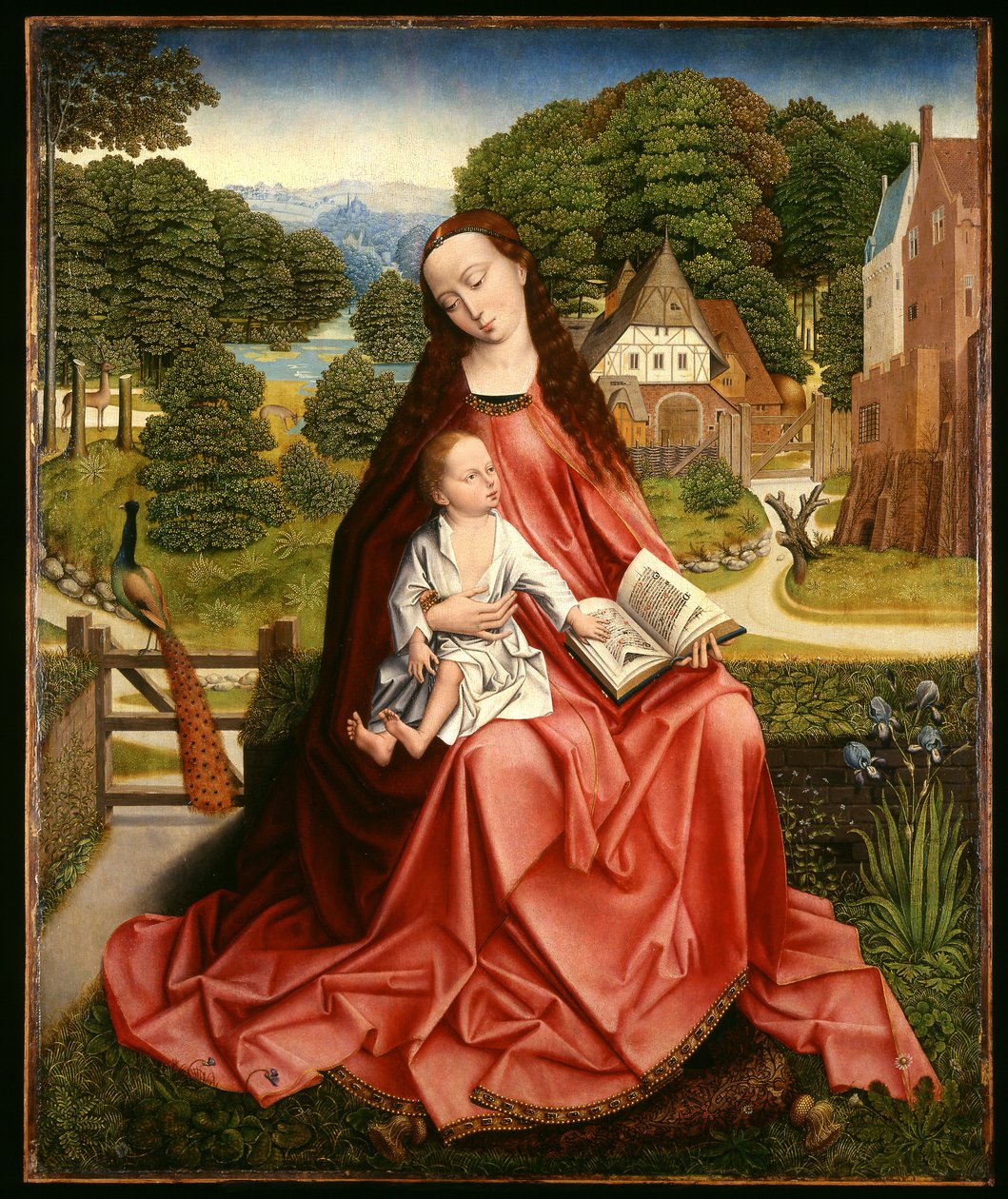 Birhen at Bata sa isang Landscape, c.1492-98 finn tekijältä Master of the Embroidered Foliage