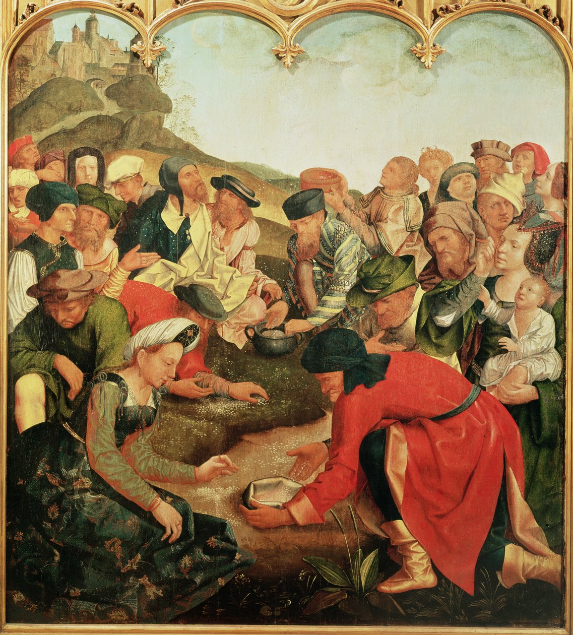 Mannan kokoontuminen autiomaassa tekijältä Master of the Evora Altarpiece