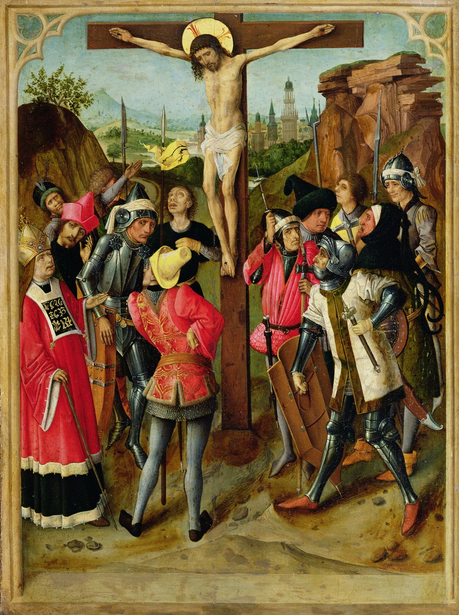 Ristiinnaulitseminen, n. 1460-1475 tekijältä Master of the Gathering of the Manna