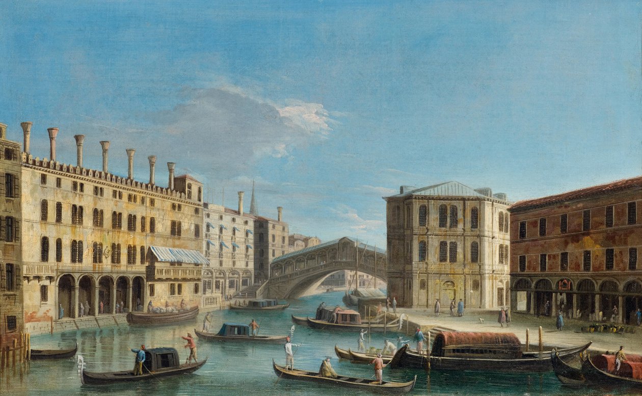 Canal Grande mit Blick auf die Rialto-Brücke tekijältä Master of the Langmatt Foundation Views