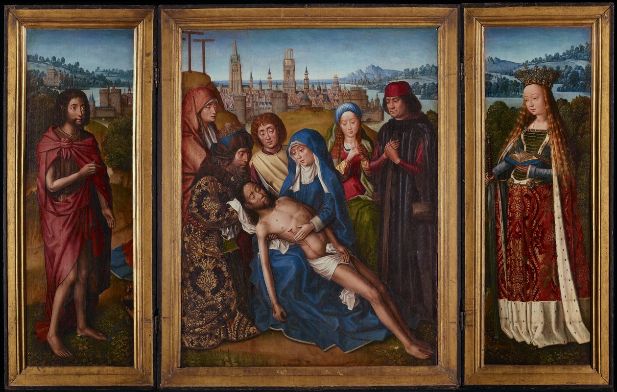 Valituslaulu Pyhän Johannes Kastajan ja Pyhän Katariina Aleksandrialaisen kanssa, n. 1493-1501 tekijältä Master of the Legend of Saint Lucy