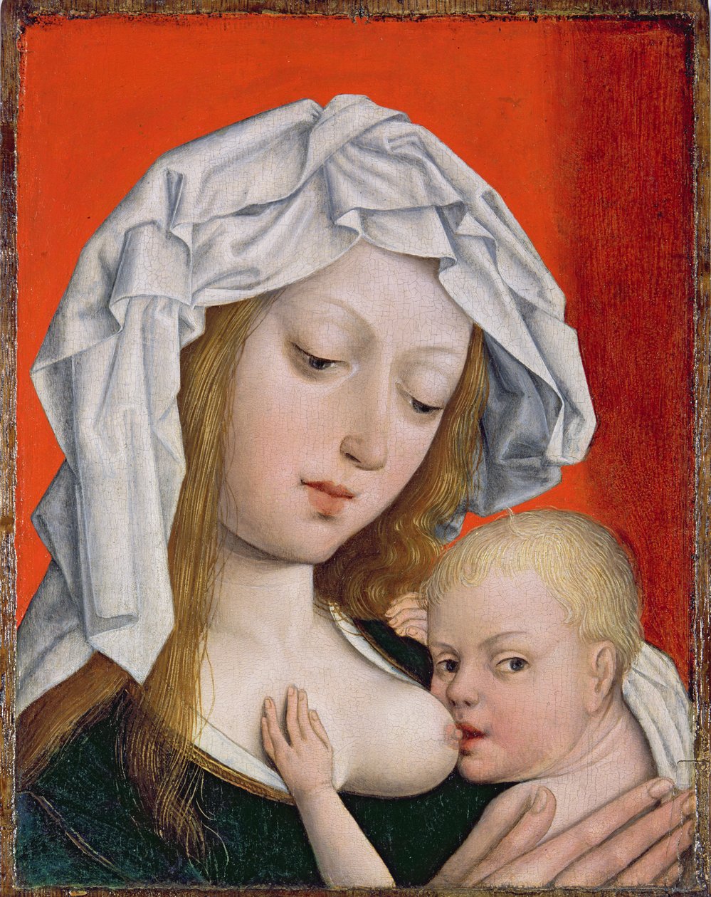 Madonna Nursing the Christ Child, 1400-luvun loppu (tempera puulla) tekijältä Master of the Legend of the Magdalen