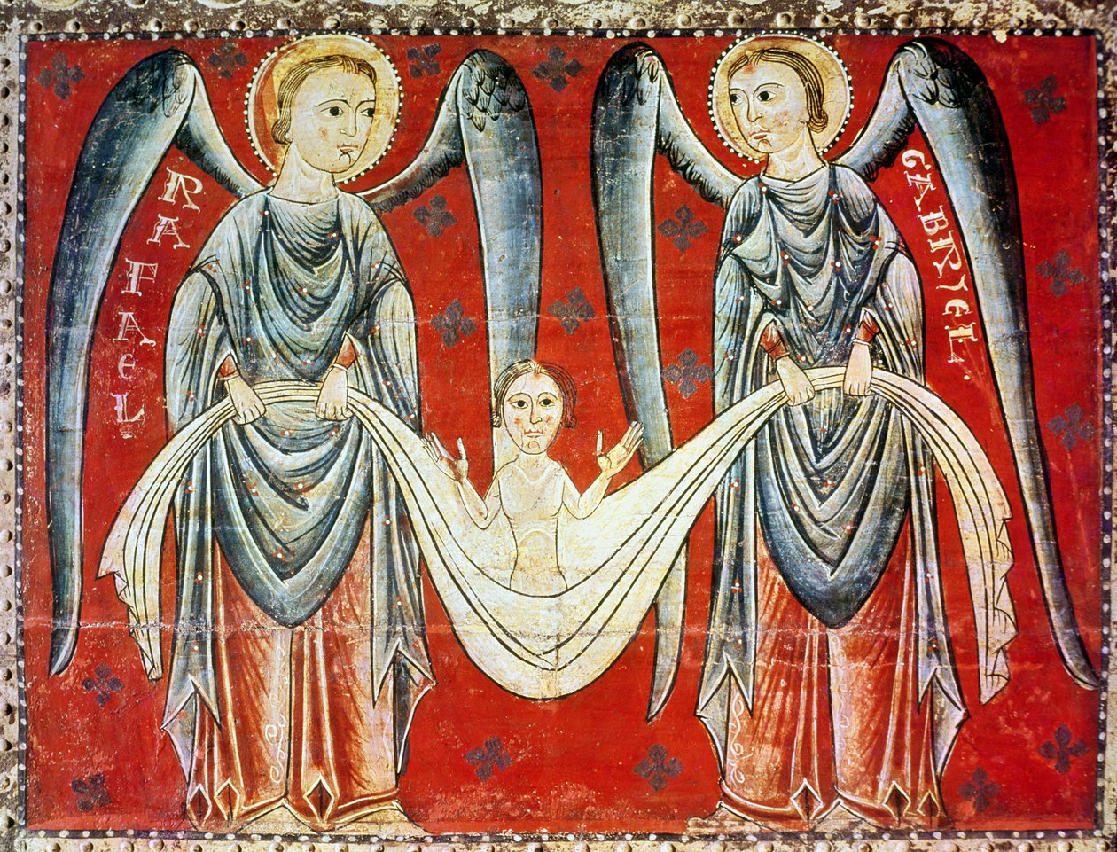 Pyhä Gabriel ja Pyhä Rafael, n. 1200 tekijältä Master of the Llusanes