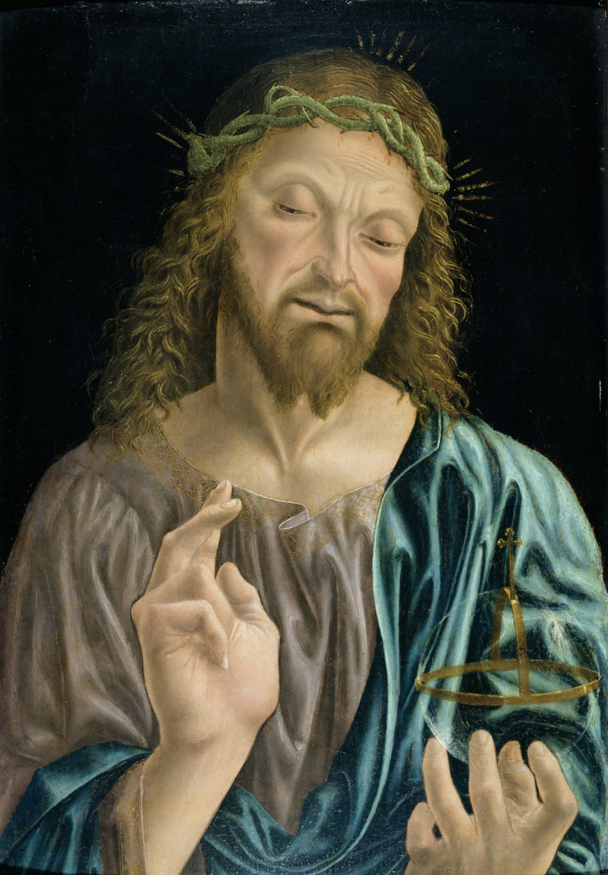 Cristo Salvator Mundi, n. 1490-1494 (tempera paneelissa) tekijältä Master of the Pala Sforzesca