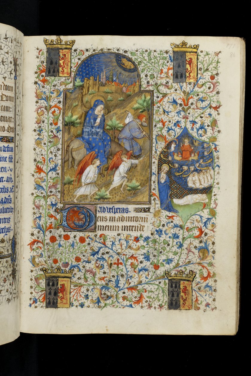 Ms 62 f.86r Lento Egyptiin, tuntikirjasta, n. 1418 tekijältä Master of the Rohan Hours