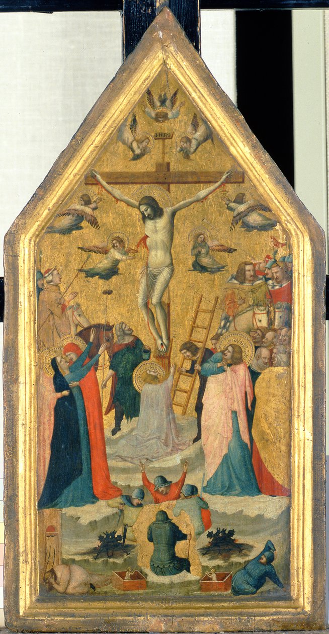 Kristuksen ristiinnaulitseminen (tempera paneelille) tekijältä Master of the School of Rimini