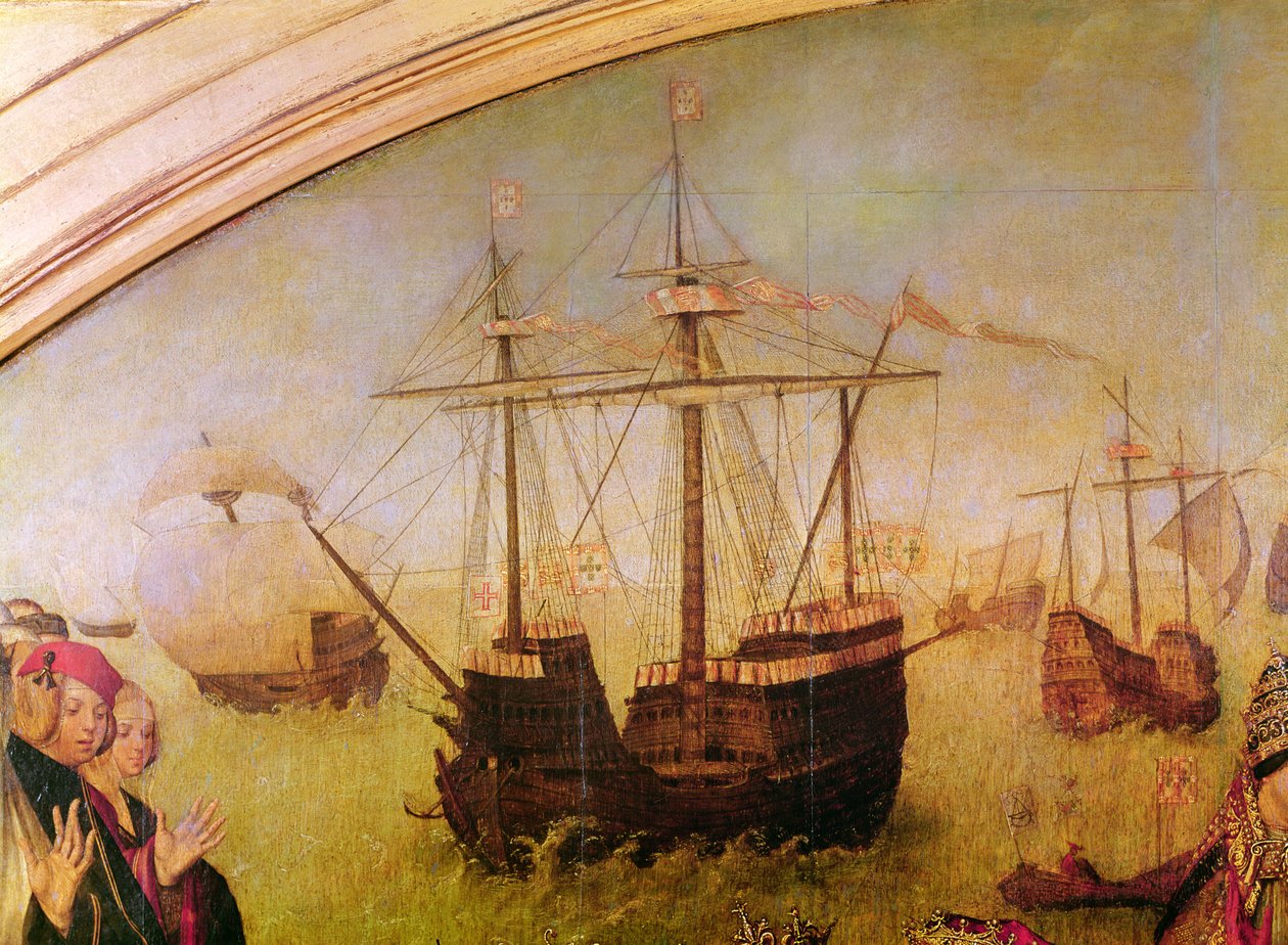 St. Auta Altapice, galleonin yksityiskohta keskuspaneelista, n. 1520 tekijältä Master of the St. Auta Altarpiece