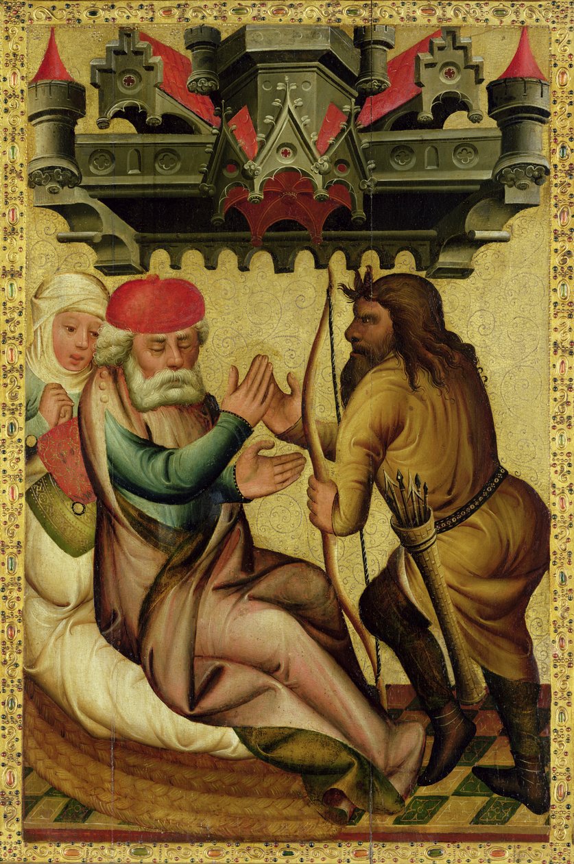 Iisak ja Esau Pyhän Pietarin alttarilta Hampurista, Grabowerin alttarilta, 1383 (tempera paneelissa) tekijältä Master Bertram of Minden