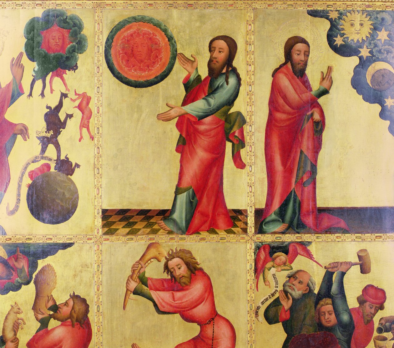 Hampurin Pietarinkirkon pääalttarin vasen siipi, Grabower-altari, 1383 (tempera taululle) (yksityiskohta kuvasta 145257). tekijältä Master Bertram of Minden