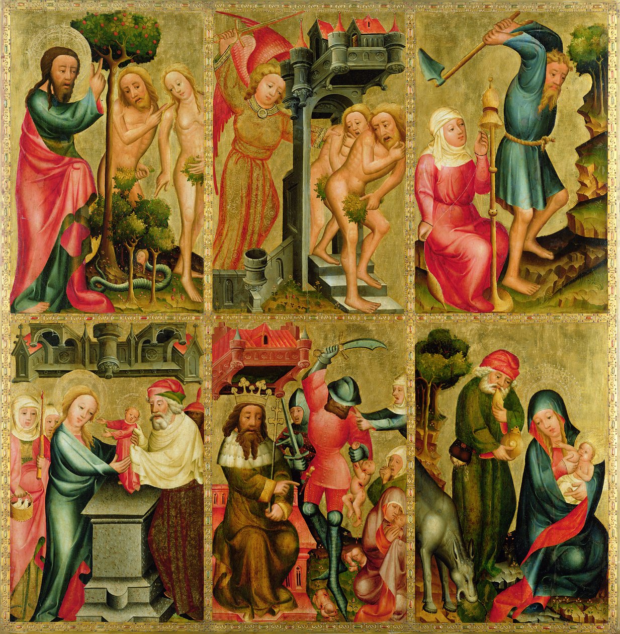 Hampurin Pyhän Pietarin alttarin oikea siipi, Grabowerin alttari, 1383 (tempera paneelissa) tekijältä Master Bertram of Minden