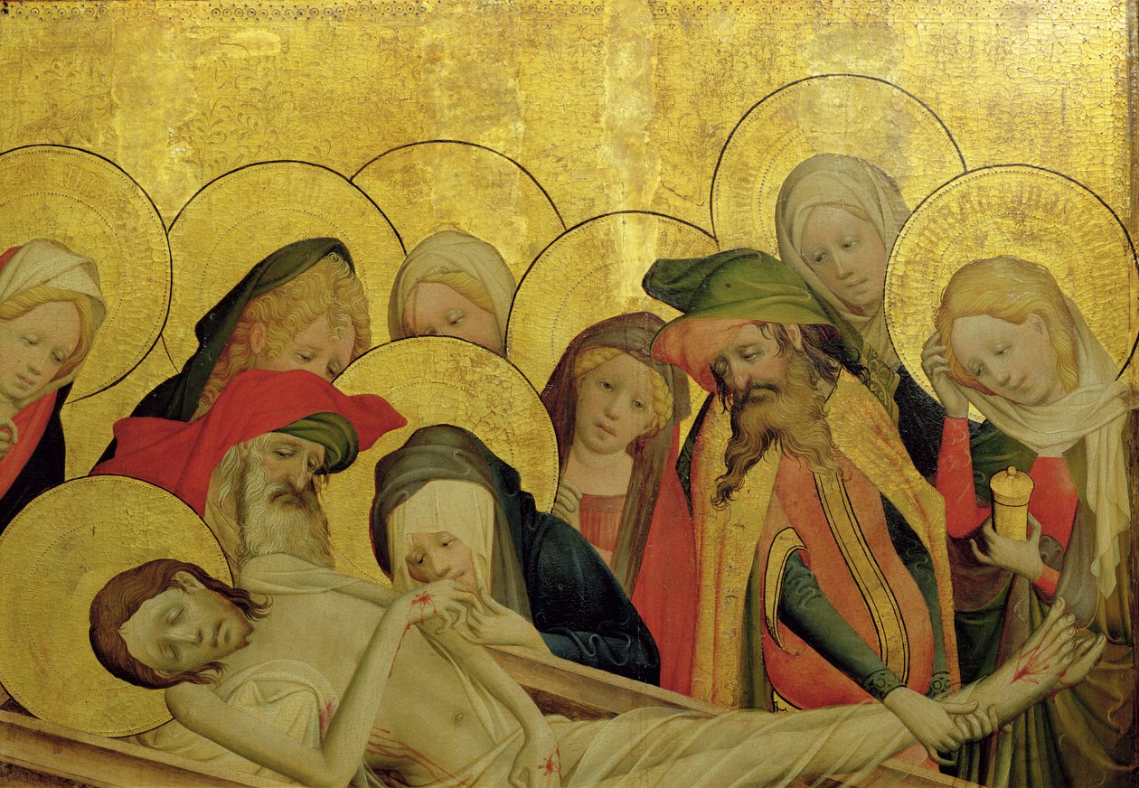 Hautaus, paneeli St. Thomasin alttarista Hampurin Pyhän Johanneksen kirkosta, alkoi vuonna 1424 (tempera ja öljy paneelille) (yksityiskohta 144552) tekijältä Master Francke