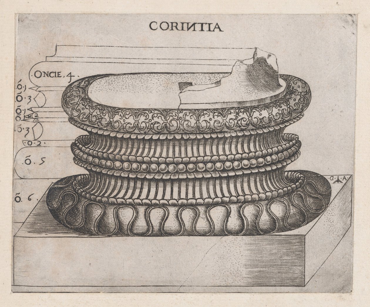 Rooman loiston peili: Korintin pohja, n. 1537, n. 1537 tekijältä Master GA