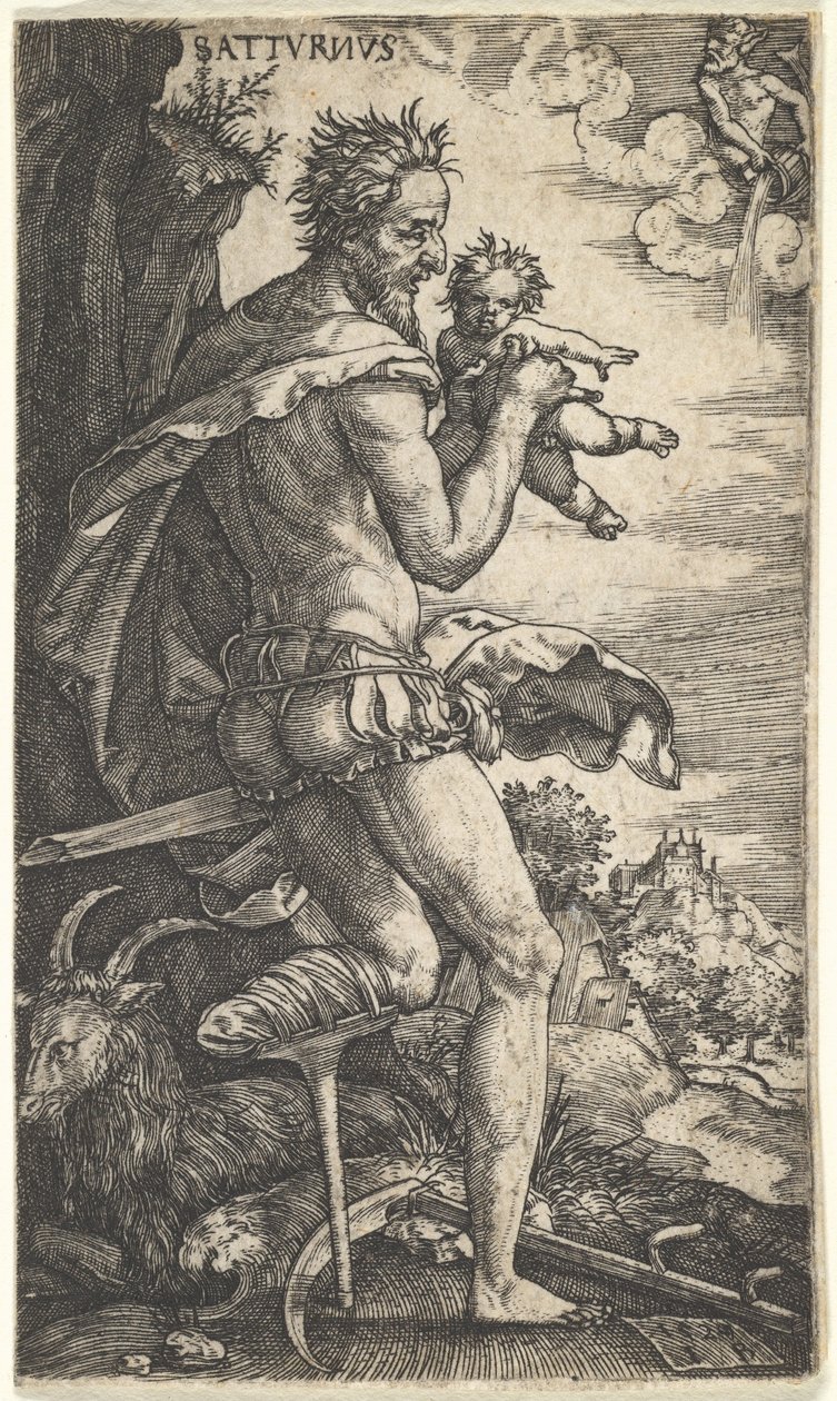 Saturnus julkaisusta The Gods Who Presid Over the Planets, 1525. tekijältä Master I.B.