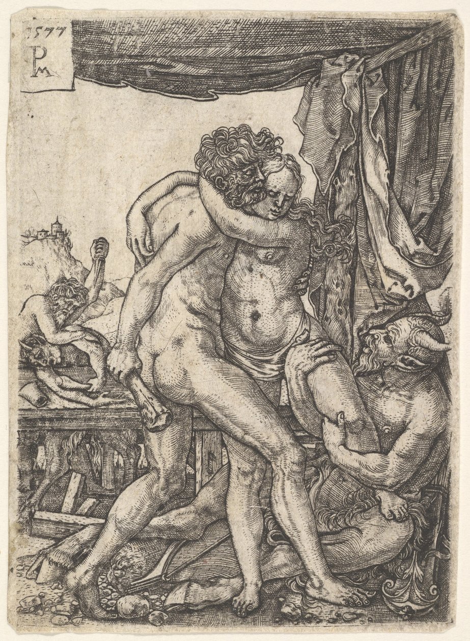 Hercules taistelee kentaureja vastaan, 1577. tekijältä Master PM