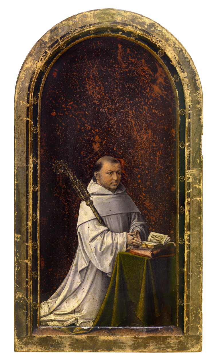 Ter Duinenin apotti Robrecht de Clercqin diptyykki, n. 1499 (öljy paneelille) tekijältä Master of 1499
