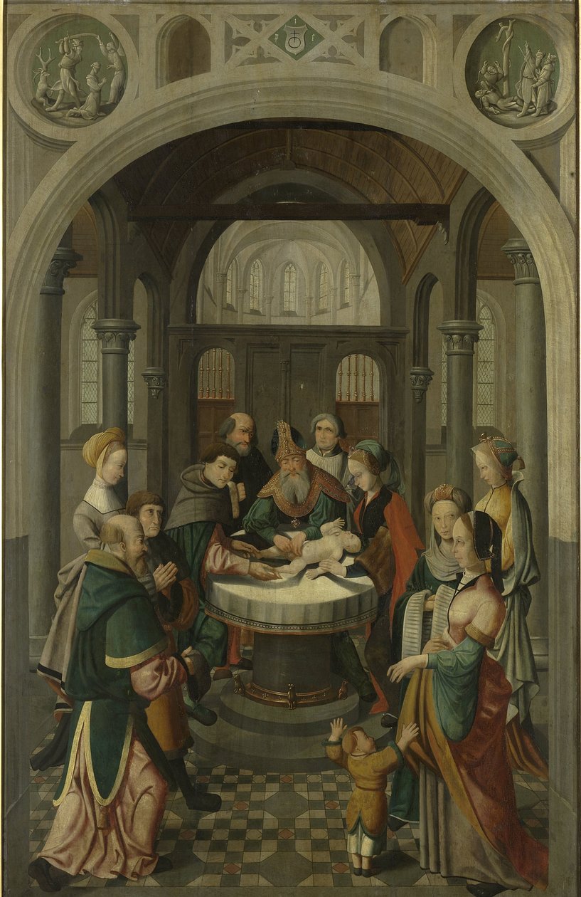 Alttaritaulu, jossa on Kristuksen ympärileikkaus, kääntöpuolella on Kristuksen ylösnousemus tekijältä Master of Alkmaar (attributed to)