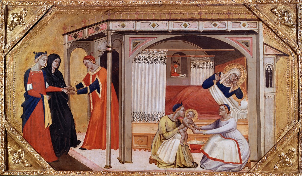 Neitsyt Marian syntymä, c1365-1370 tekijältä Master of Ashmolean Predella