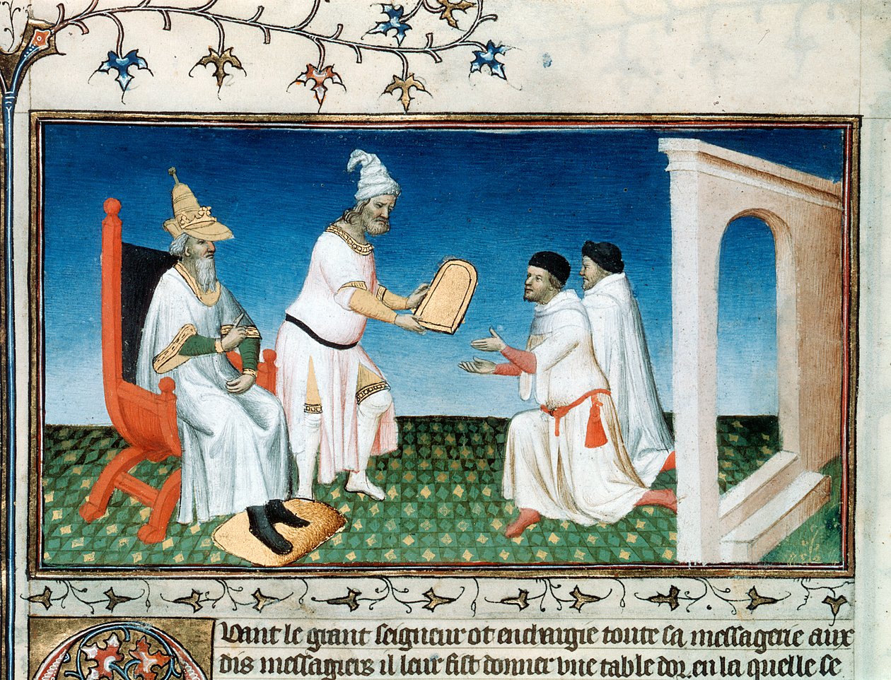 Kublai Khan antaa poloille heidän passinsa, 1280-luku, 1400-luvun alku. tekijältä Master of Boucicaut