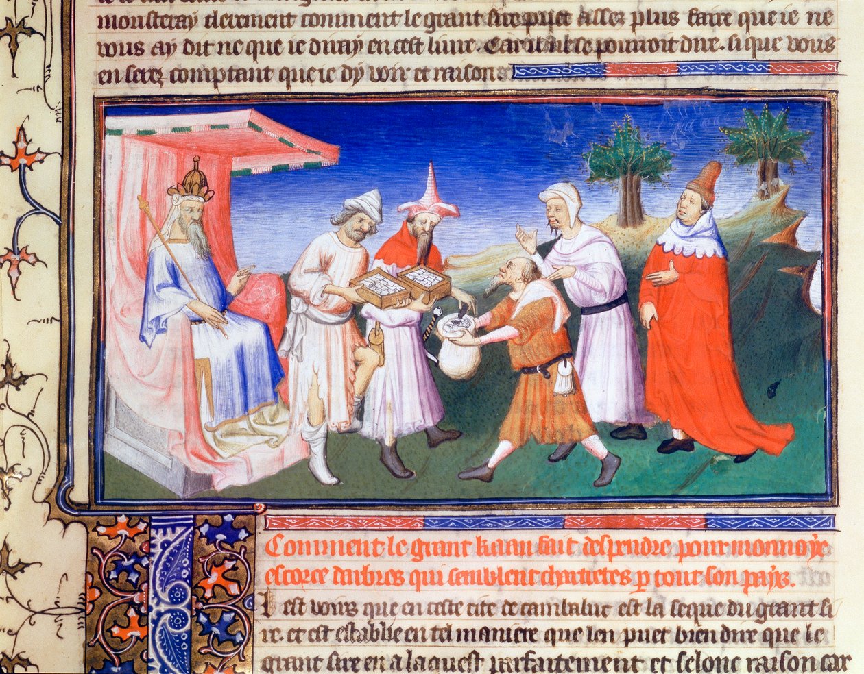 Kublai Khan maksaa ostoksista, 1280-luku, 1400-luvun alku tekijältä Master of Boucicaut