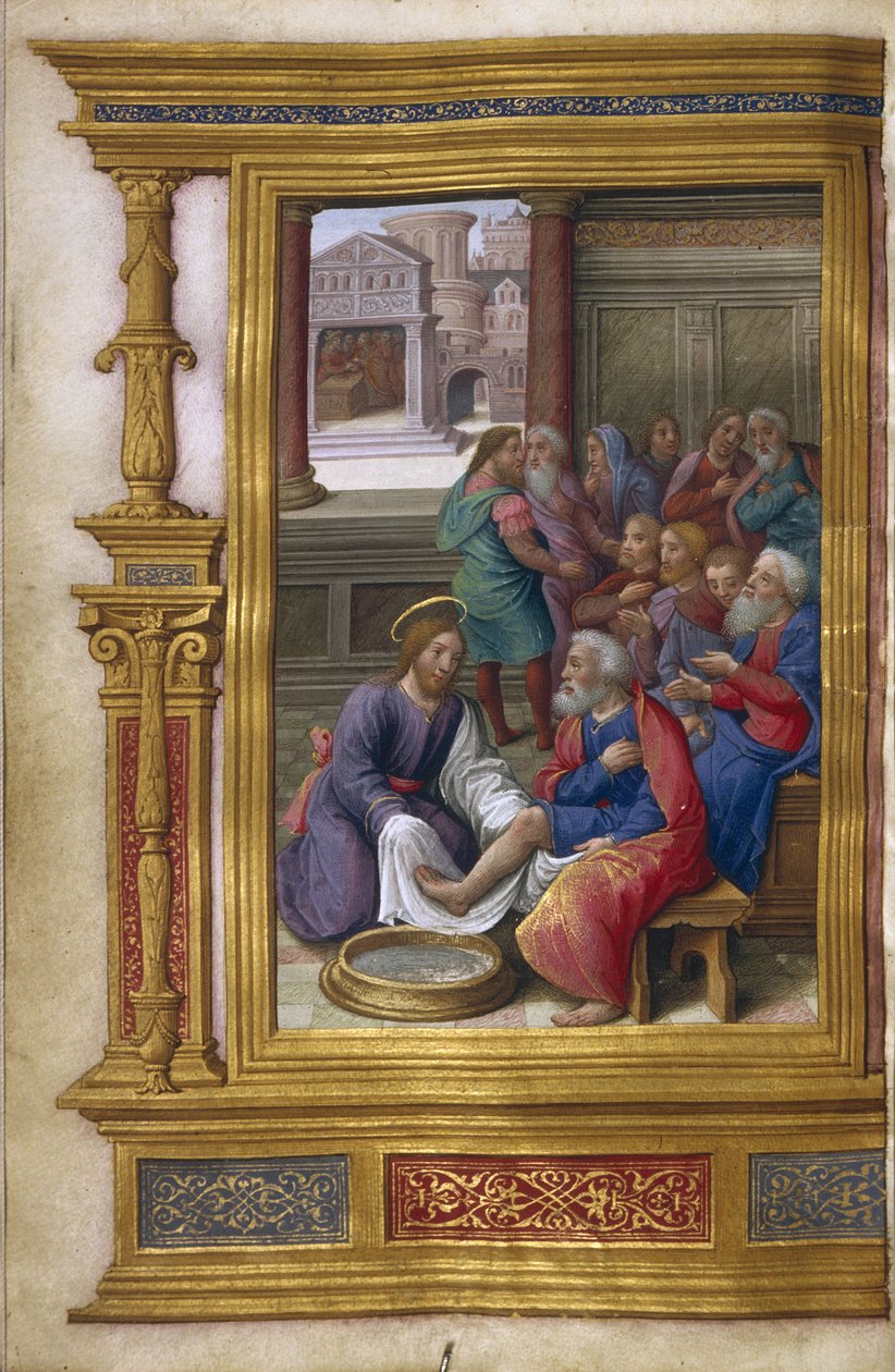 Kristus pesee apostolien jalkoja, 1500-1550 tekijältä Master of Claude de France