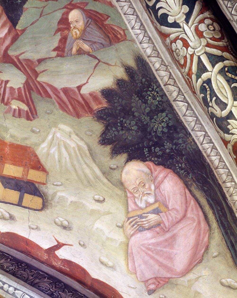 Italia, Piemonten alue, Alessandrian maakunta, fresko kappelissa Santa Maria Assuntan basilikassa tekijältä Master of Crea