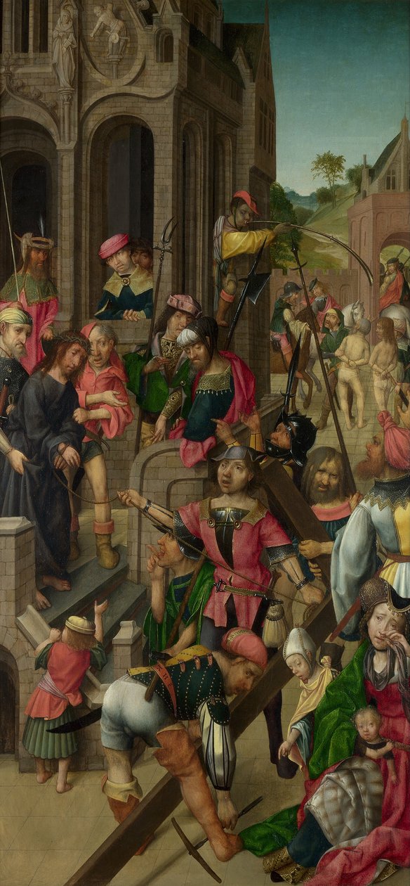 Kristus esitteli ihmisille Triptyykki: Kohtauksia Kristuksen kärsimyksestä, vasen paneeli, n. 1510 tekijältä Master of Delft