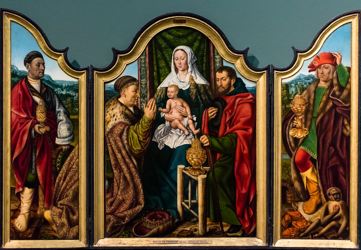 Maagisten palvominen, noin 1510 (tempera ja öljy puulle (tammi)) tekijältä Master of Frankfurt