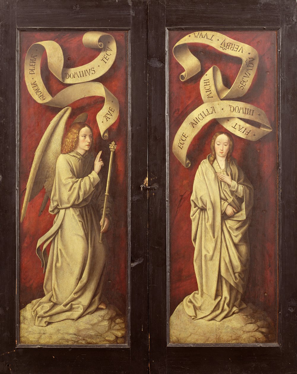 The Annunciation, n. 1500 (öljy paneelille) tekijältä Master of Frankfurt