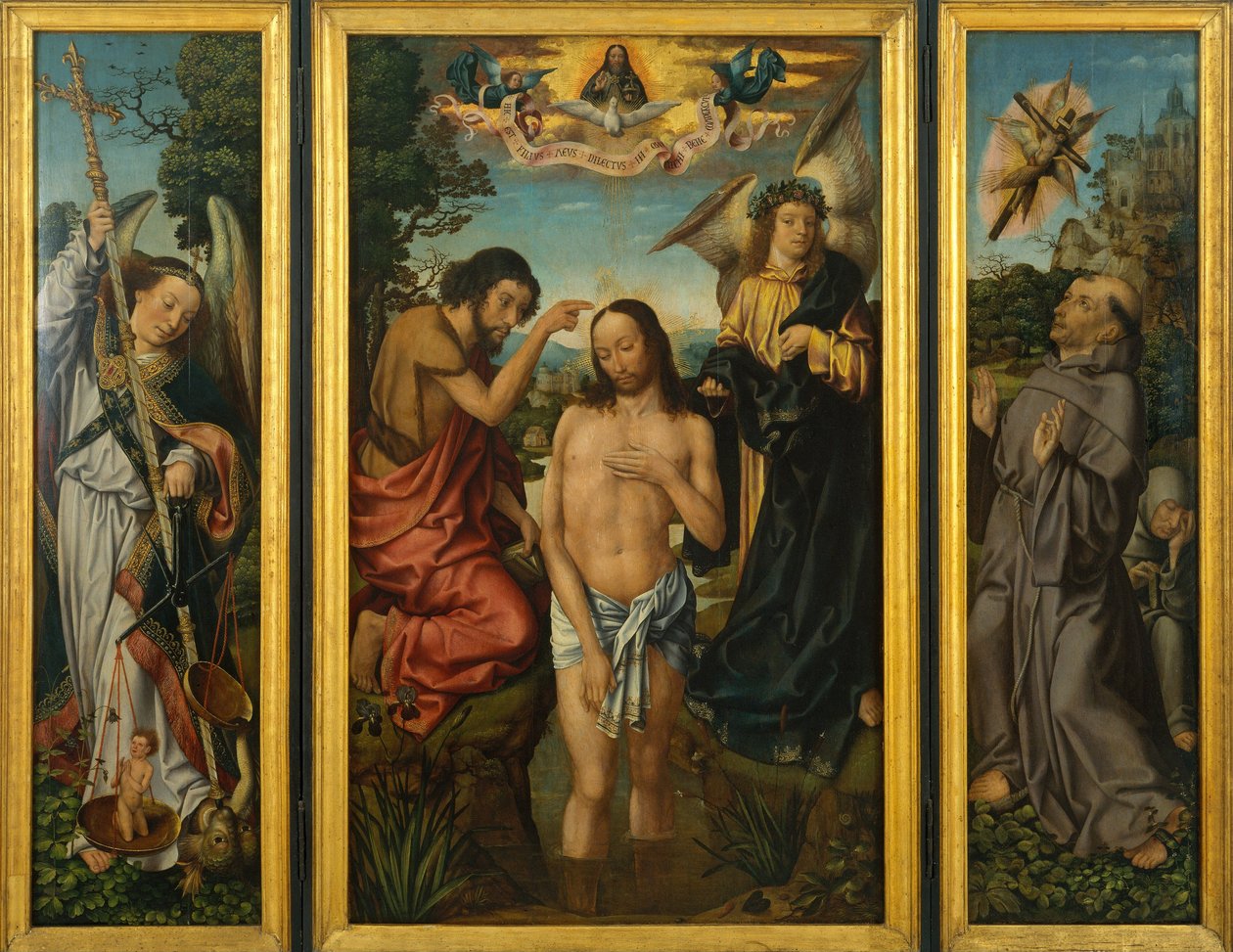 Kristuksen kasteen triptyykki - Frankfurtin mestari (1460-n. 1533) - n. 1510 - Öljy puulle - 169x213,5 - Museu Nacional d