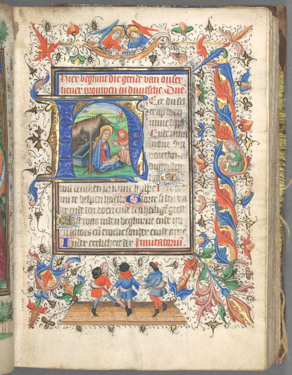Tuntikirja (Utrechtin käyttö): fol. 14r, alkukirjaus The Nativitylla tekijältä Master of Gijsbrecht van Brederode