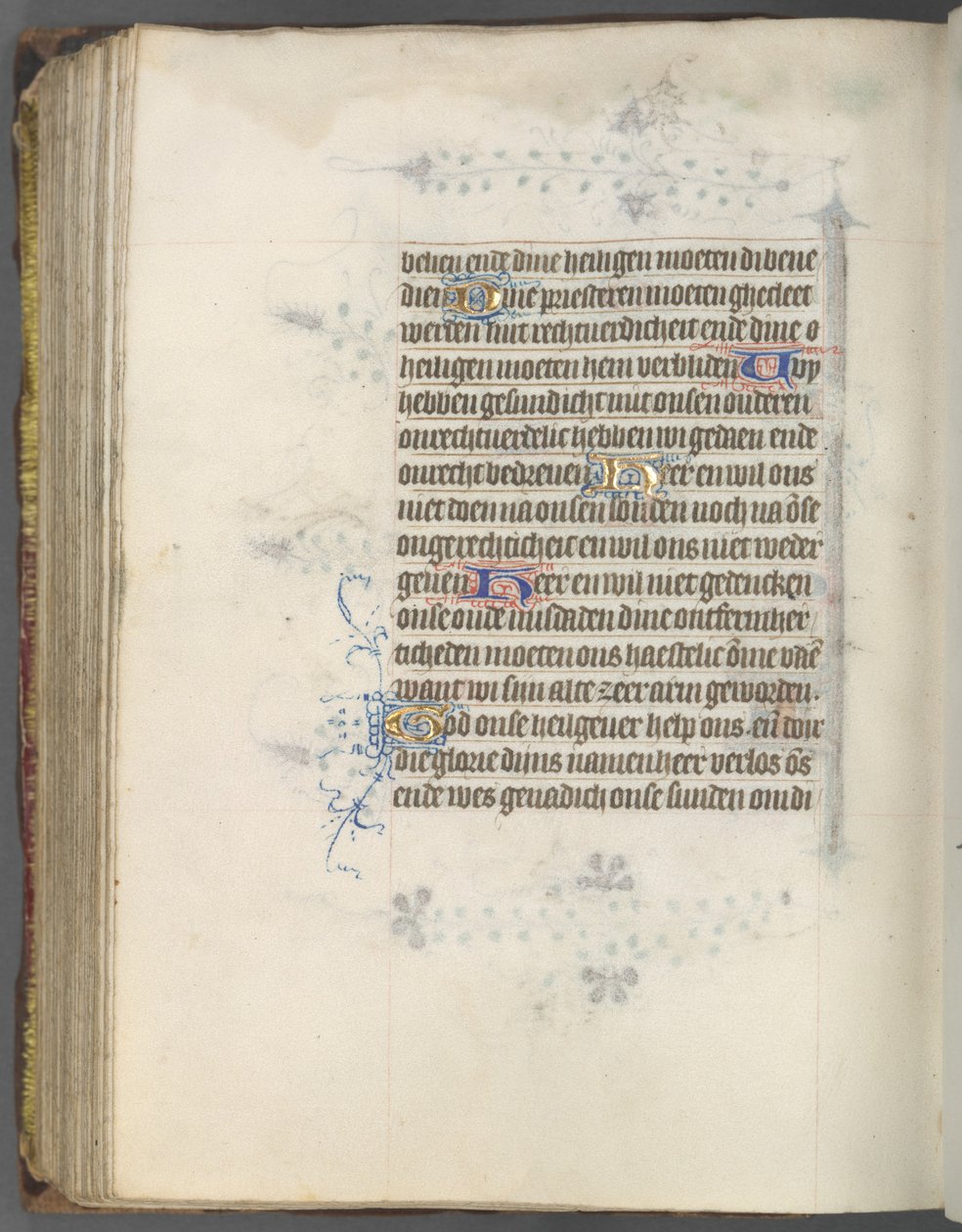 Tuntikirja (Utrechtin käyttö): fol. 174v, teksti. tekijältä Master of Gijsbrecht van Brederode