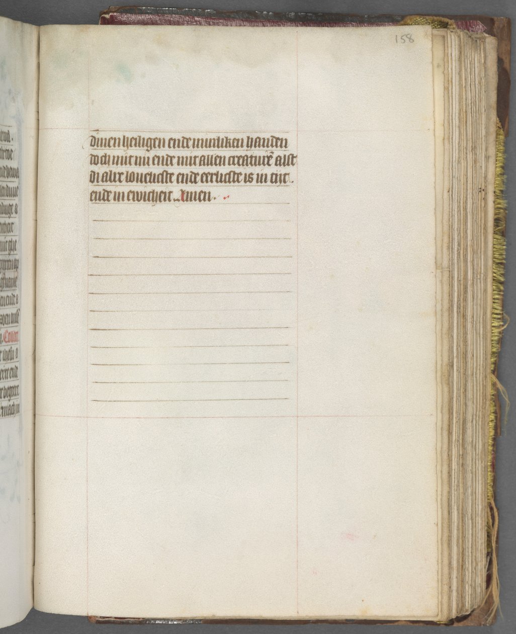 Tuntikirja Utrechtin käyttö: fol. 158r, Teksti, c. 1460-1465. tekijältä Master of Gijsbrecht van Brederode