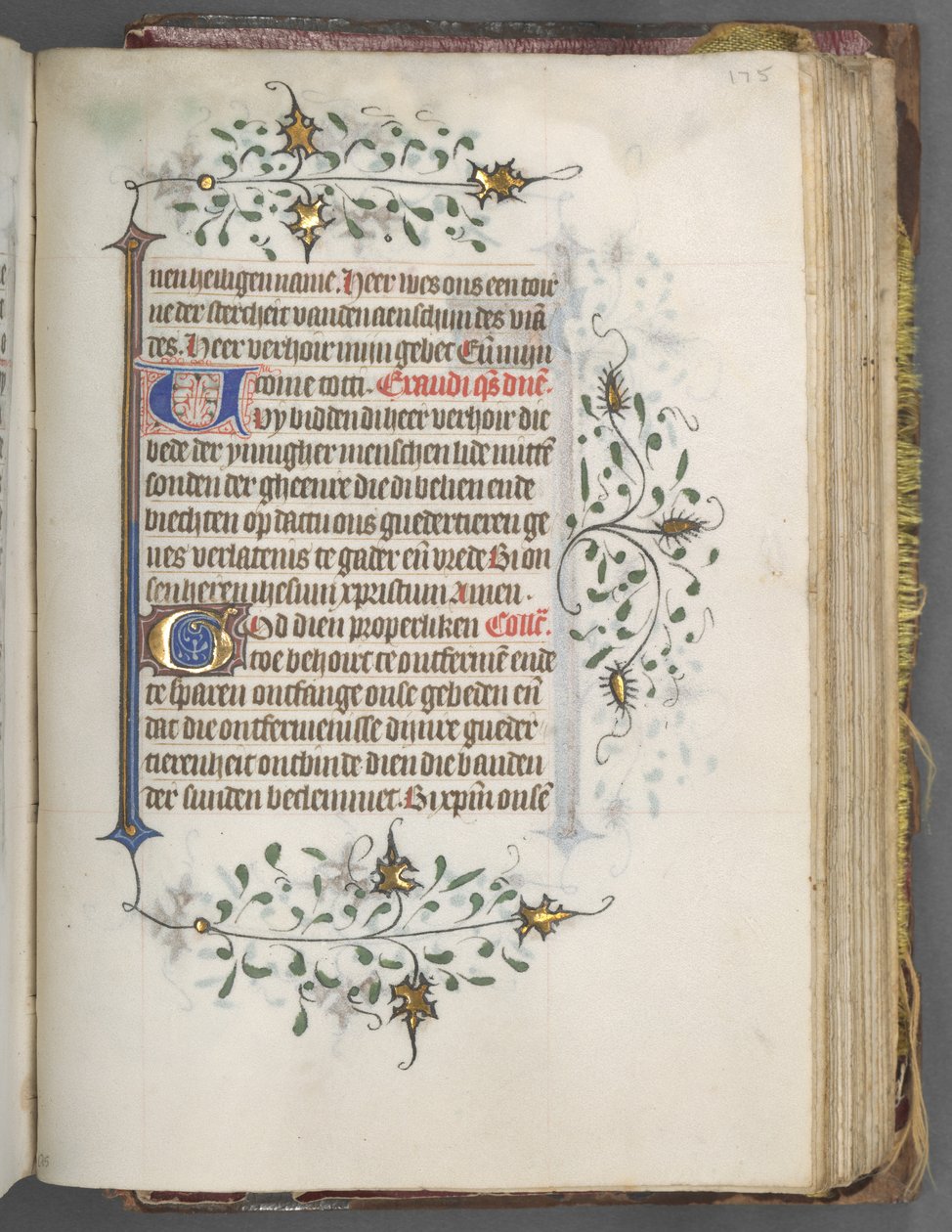 Tuntikirja Utrechtin käyttö: fol. 175r, teksti, c. 1460-1465. tekijältä Master of Gijsbrecht van Brederode