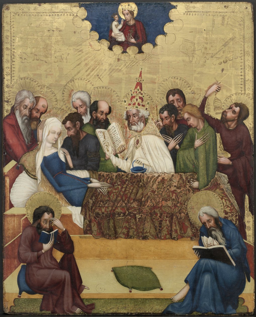 Neitsyt Marian kuolema, n. 1400 (tempera ja öljy kullan kanssa paneelille). tekijältä Master of Heiligenkreuz