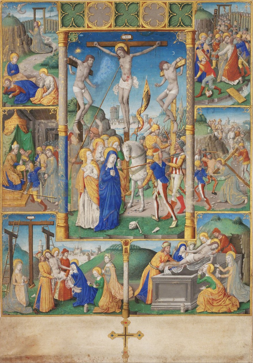 Ristiinnaulitseminen kuudella kohtauksella Kristuksen kärsimyksestä tekijältä Master of Jacques de Besançon