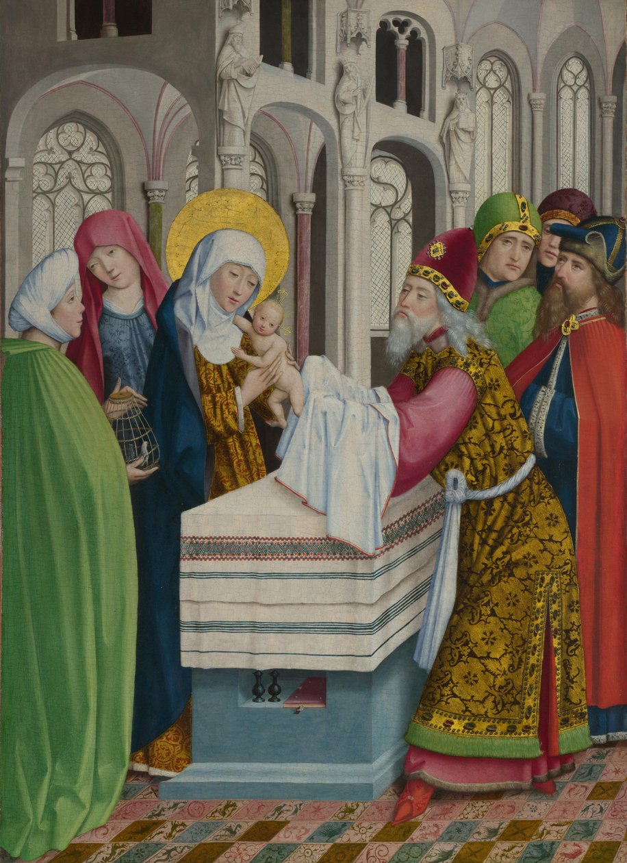 Esitys temppelissä Liesbornin alttaritaulu, n. 1470-1480 tekijältä Master of Liesborn