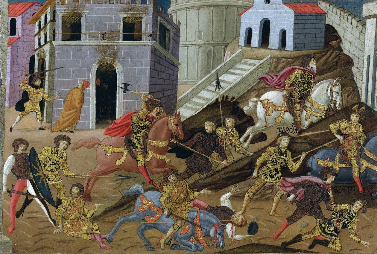 Tarquin le Superbe (mort en 495 avant JC) - Tarquinin ja hänen perheensä karkottaminen Roomasta - Marradin mestari (Maestro di Marradi) (toimii 1470-1513) - 1400-luvun loppu. - Tempera paneelissa - 41x65,5 - Yksityiskokoelma tekijältä Master of Marradi