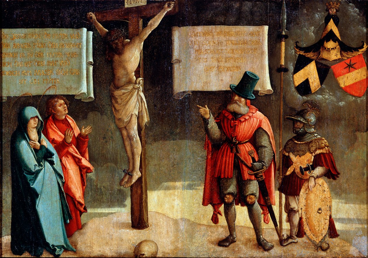 Ristiinnaulitseminen lahjoittajien kanssa, 1500-luku. tekijältä Master of Messkirch